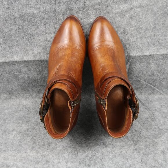 Frye Shoes Womens 7.5 Ankle Boot Ray Western Brown Leather Shootie Cutout Buckle - Picture 10 of 16